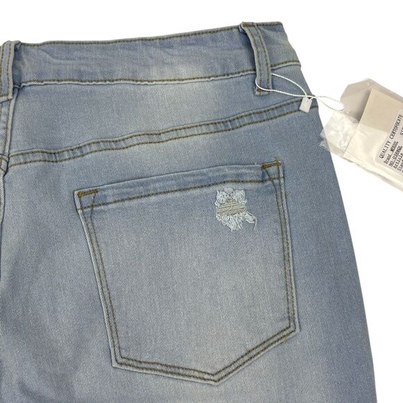 NWT Mekool Fashion Jeans Wide Leg Frayed Cuff Distressed Washed Denim 36 waist - Picture 16 of 16